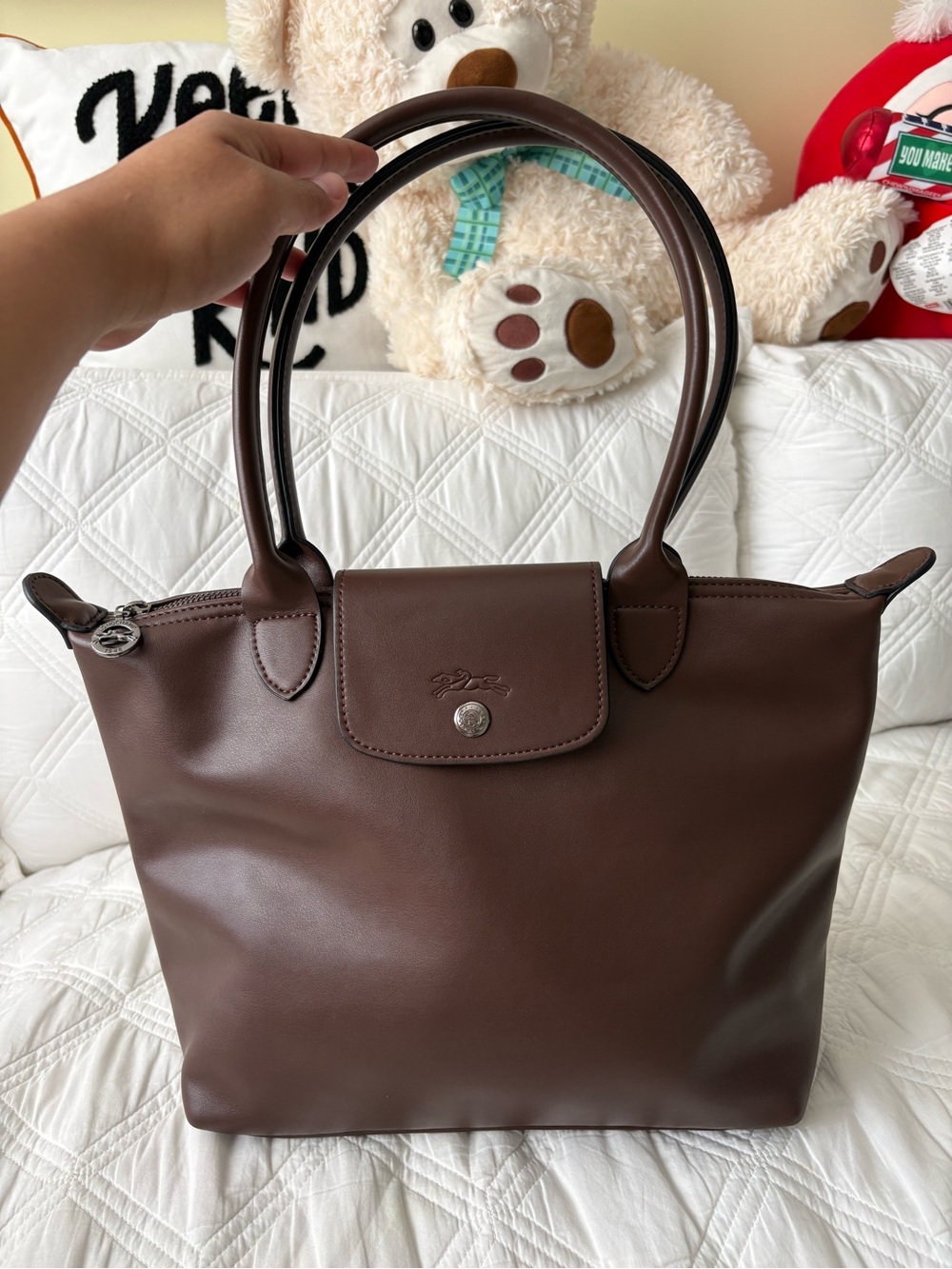 Longchamp Brown Leather Top-Handle Tote